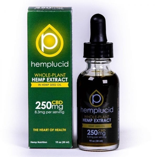 A bottle of cbd tincture with hemp seed oil, 250mg.
