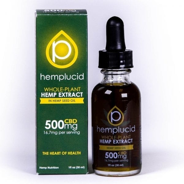 A bottle of cbd tincture with hemp seed oil, 500mg.