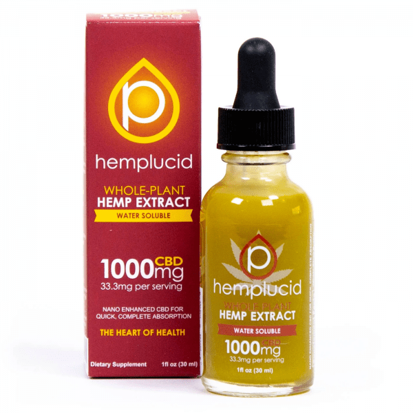 A bottle of water-soluble cbd extract, 1000mg.