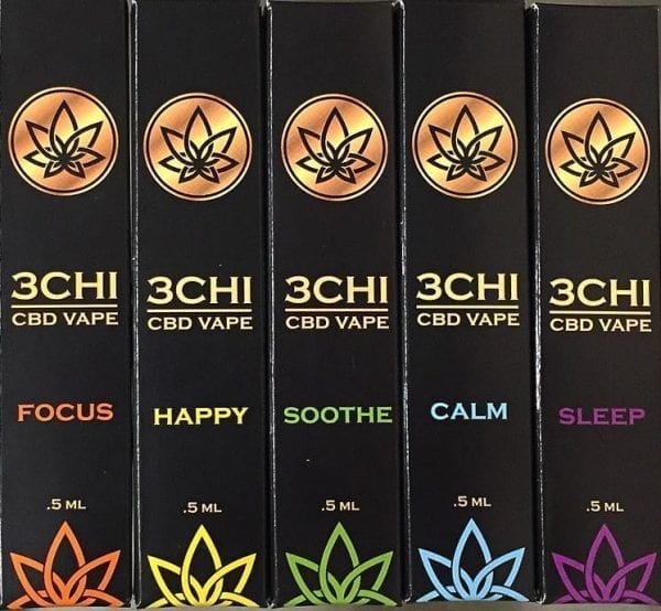A variety of 3Chi focused blend CBD vape cartridges