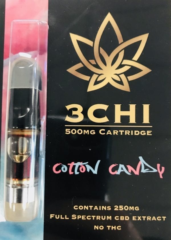 A 3Chi 250mg CBD Vape cartridge, Cotton Candy flavor