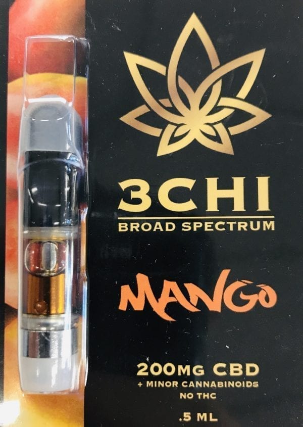A 3Chi 200mg CBD Vape cartridge, Mango flavor