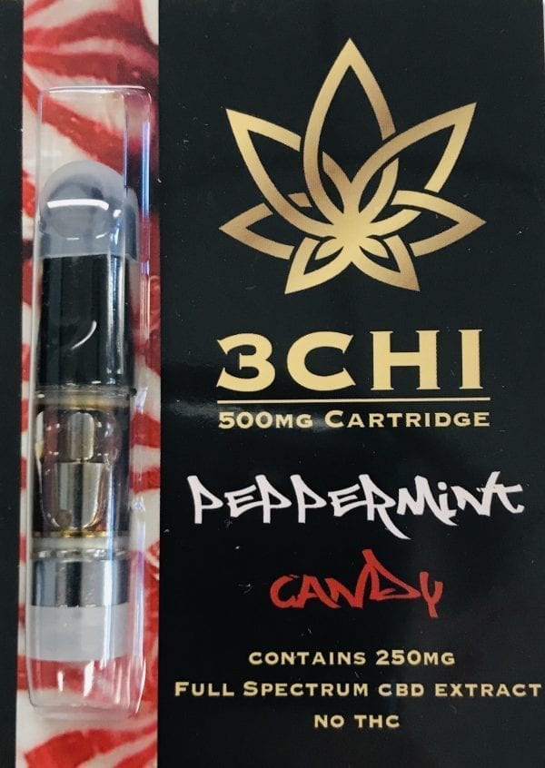 A 3Chi 250mg CBD Vape cartridge, Peppermint Candy flavor