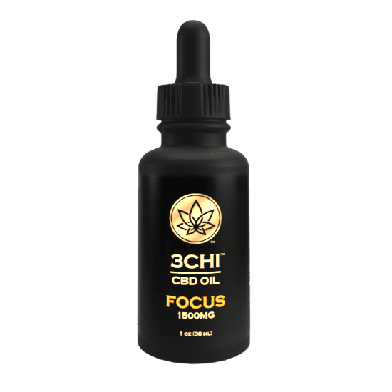 A bottle of 3Chi Focus 1500mg CBD Oil Tincture