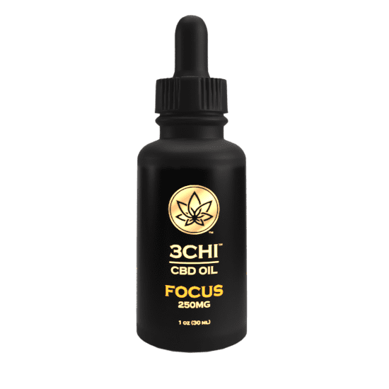 A bottle of 3Chi Focus 250mg CBD Oil Tincture