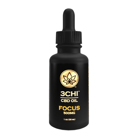 A bottle of 3Chi Focus 500mg CBD Oil Tincture