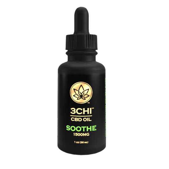A bottle of 3Chi Soothe 1500mg CBD Oil Tincture