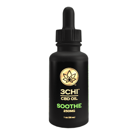 A bottle of 3Chi Soothe 250mg CBD Oil Tincture