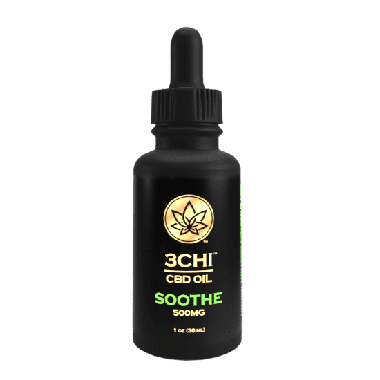 A bottle of 3Chi Soothe 500mg CBD Oil Tincture