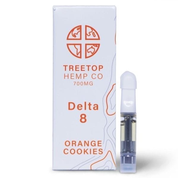 A 1mL Delta 8 THC cartridge, Orange Cookies strain & flavor.