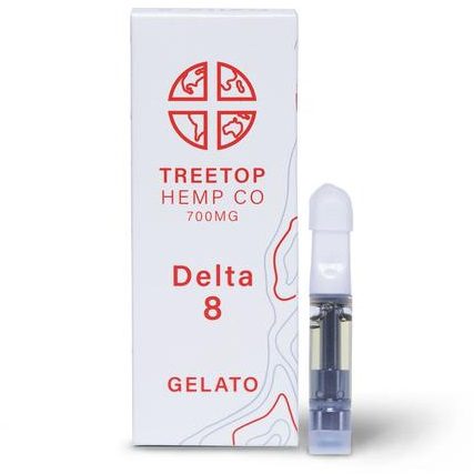 A 1mL Delta 8 THC cartridge, Gelato strain & flavor.