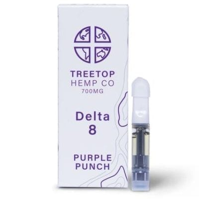 A 1mL Delta 8 THC cartridge, Purple Punch strain & flavor.