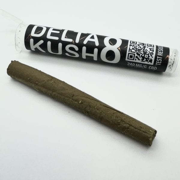 A 3-gram Delta 8 THC blunt, Kush strain.
