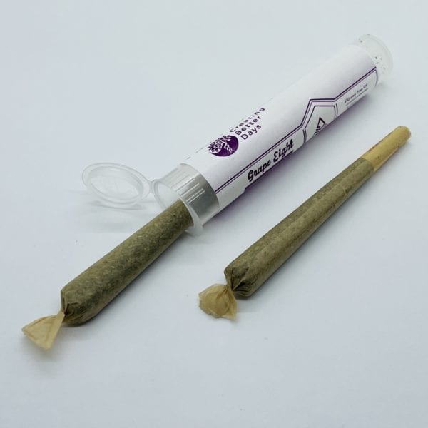 Two Delta 8 THC pre-rolled flower joints, 150mg.